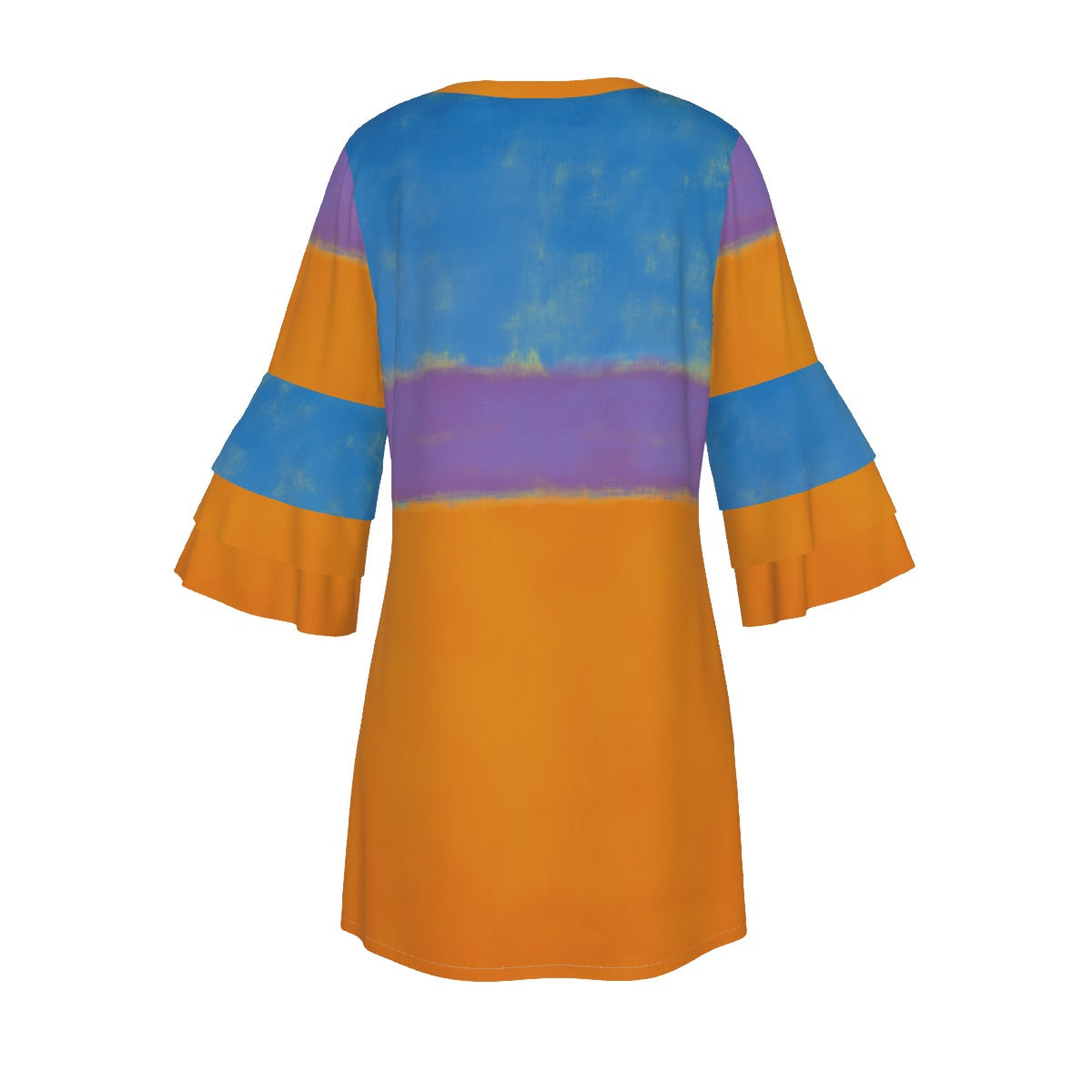 All-Over Print Women's Stacked Ruffle Sleeve Dress