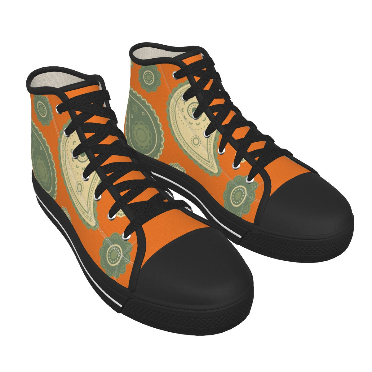 Orange Paisley Canvas Shoes