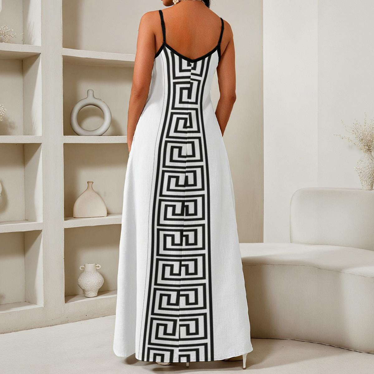 All-Over Print Women's Elegant V-Neck Maxi Dress