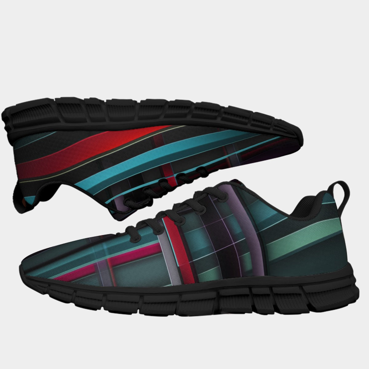 All-Over Print Men's Sports Shoes With Black Sole