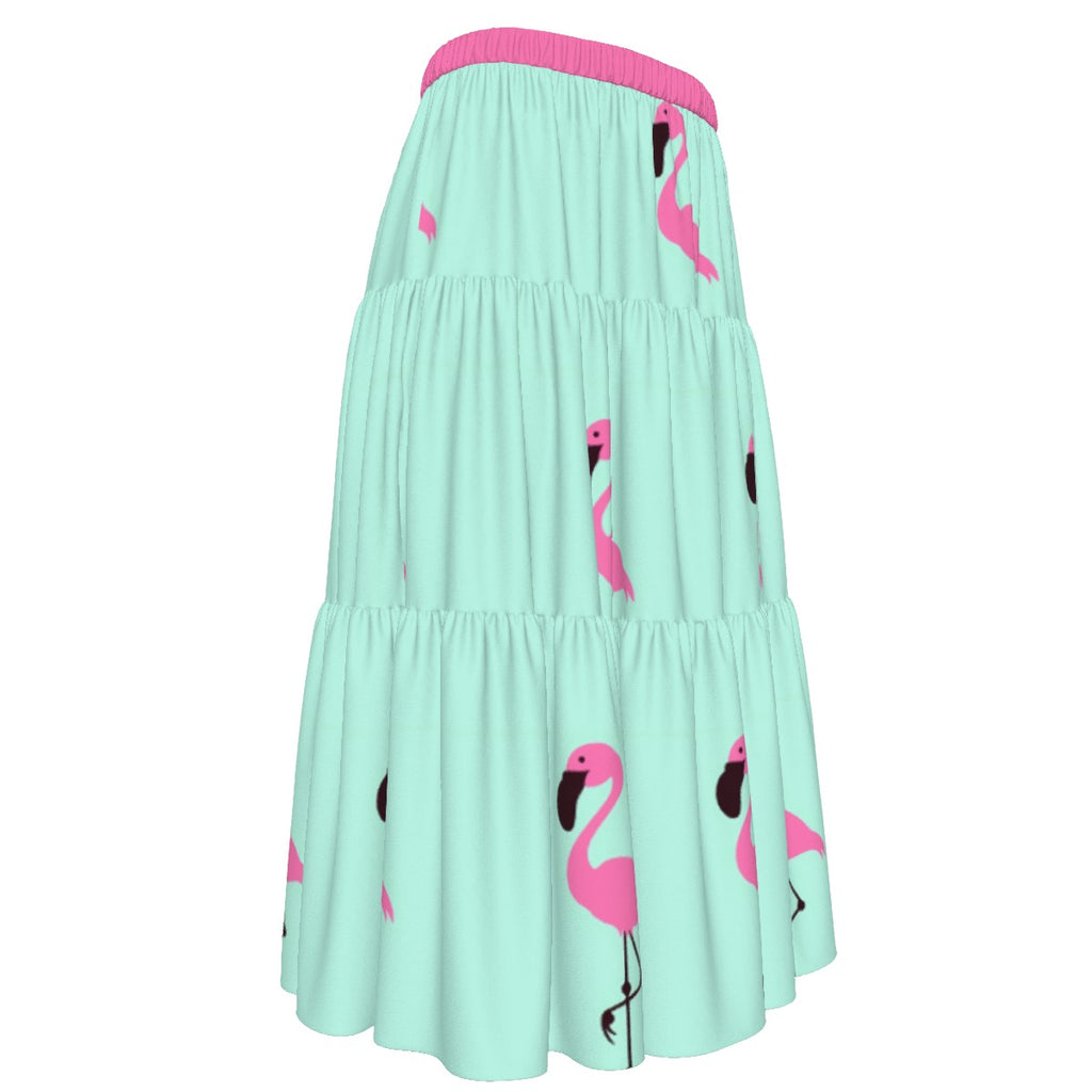 All-Over Print Women's Stitched Pleated Chiffon Skirt