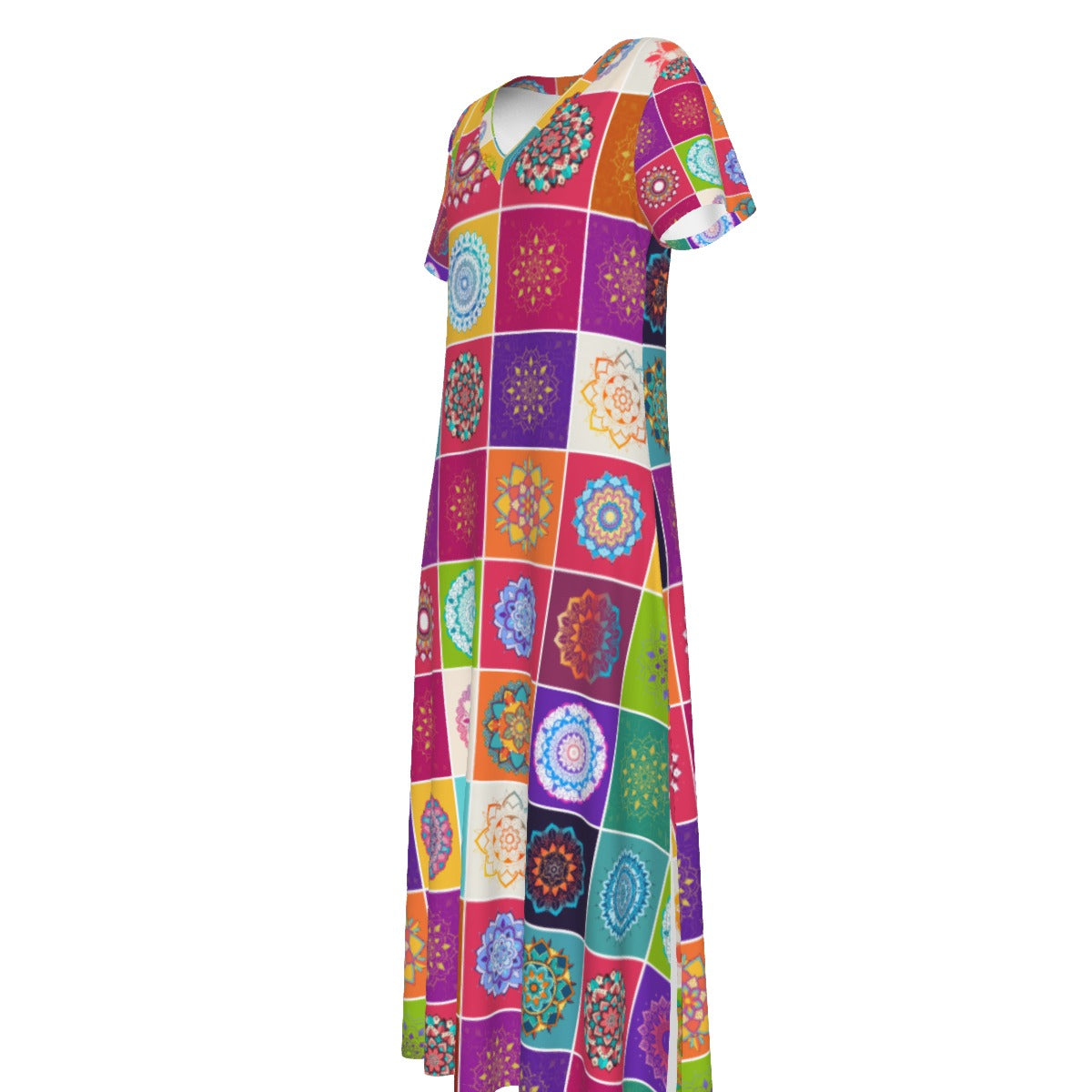 All-Over Print Women's V-neck Dress With Side Slit