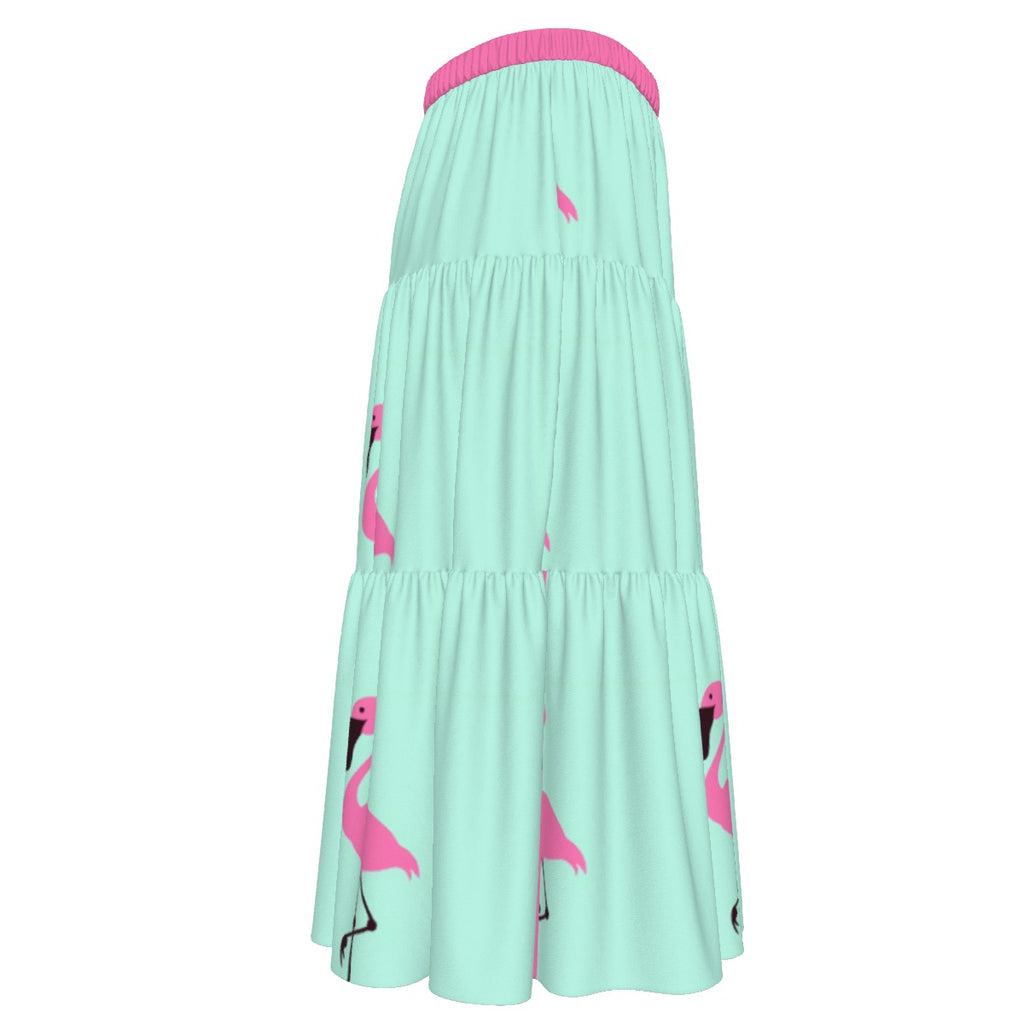 All-Over Print Women's Stitched Pleated Chiffon Skirt
