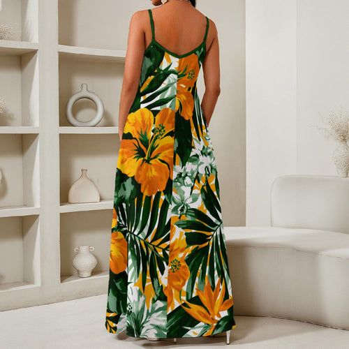 All-Over Print Women's Elegant V-Neck Maxi Dress