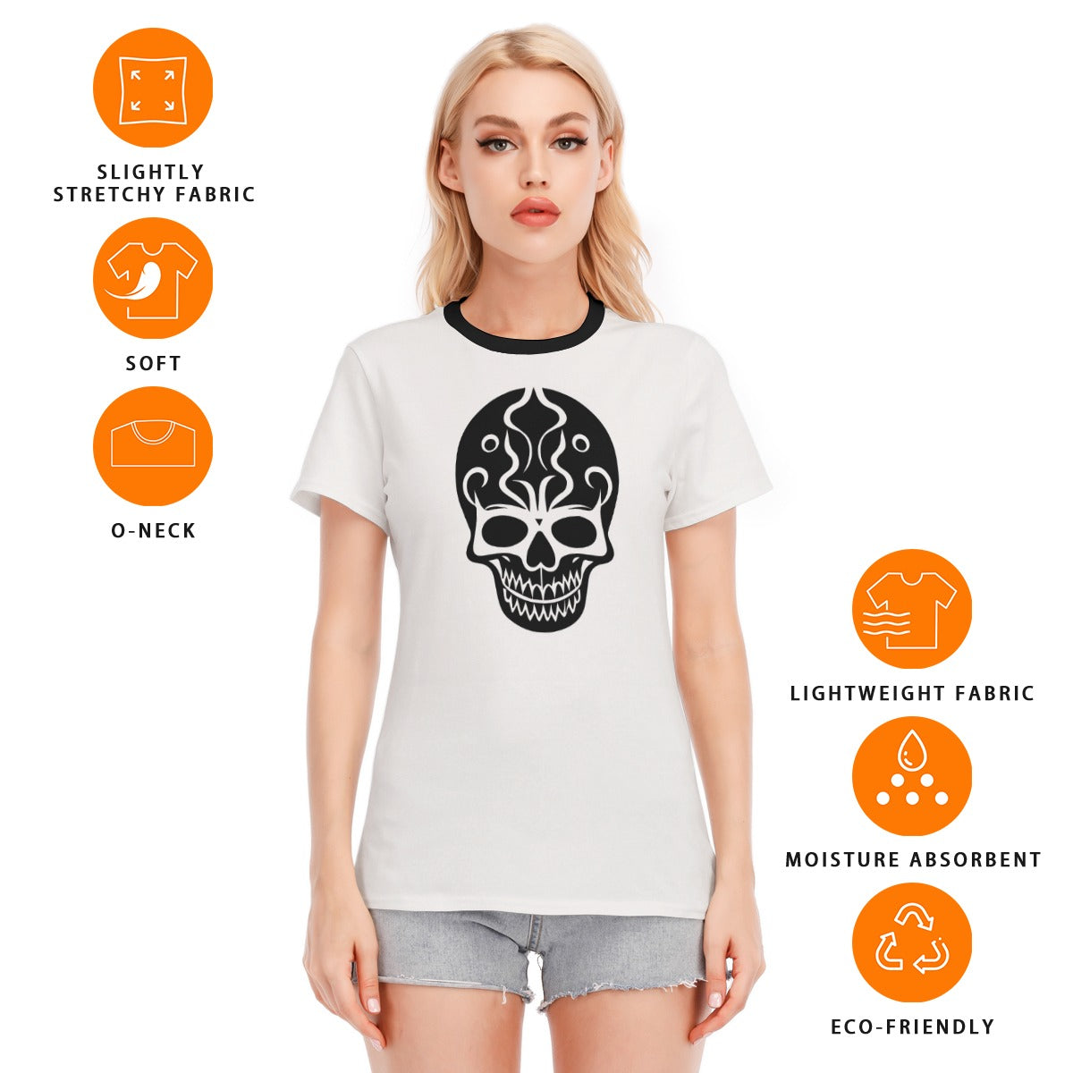 All-Over Print Women's Round Neck T-Shirt | 190GSM Cotton