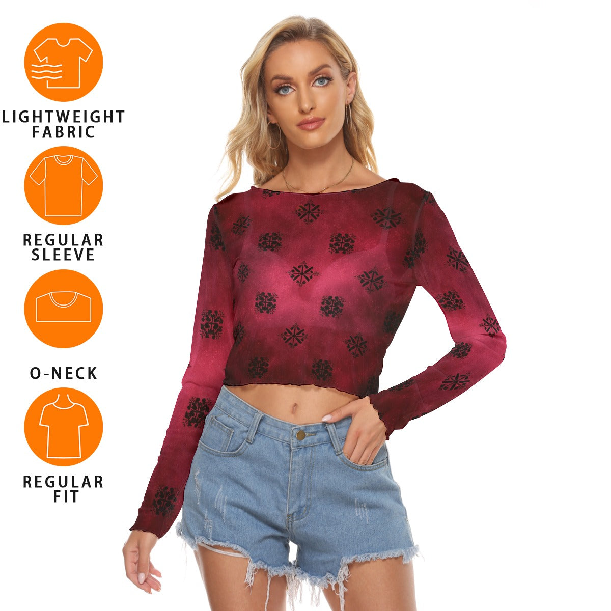 All-Over Print Women's Mesh Long Sleeves T-shirt