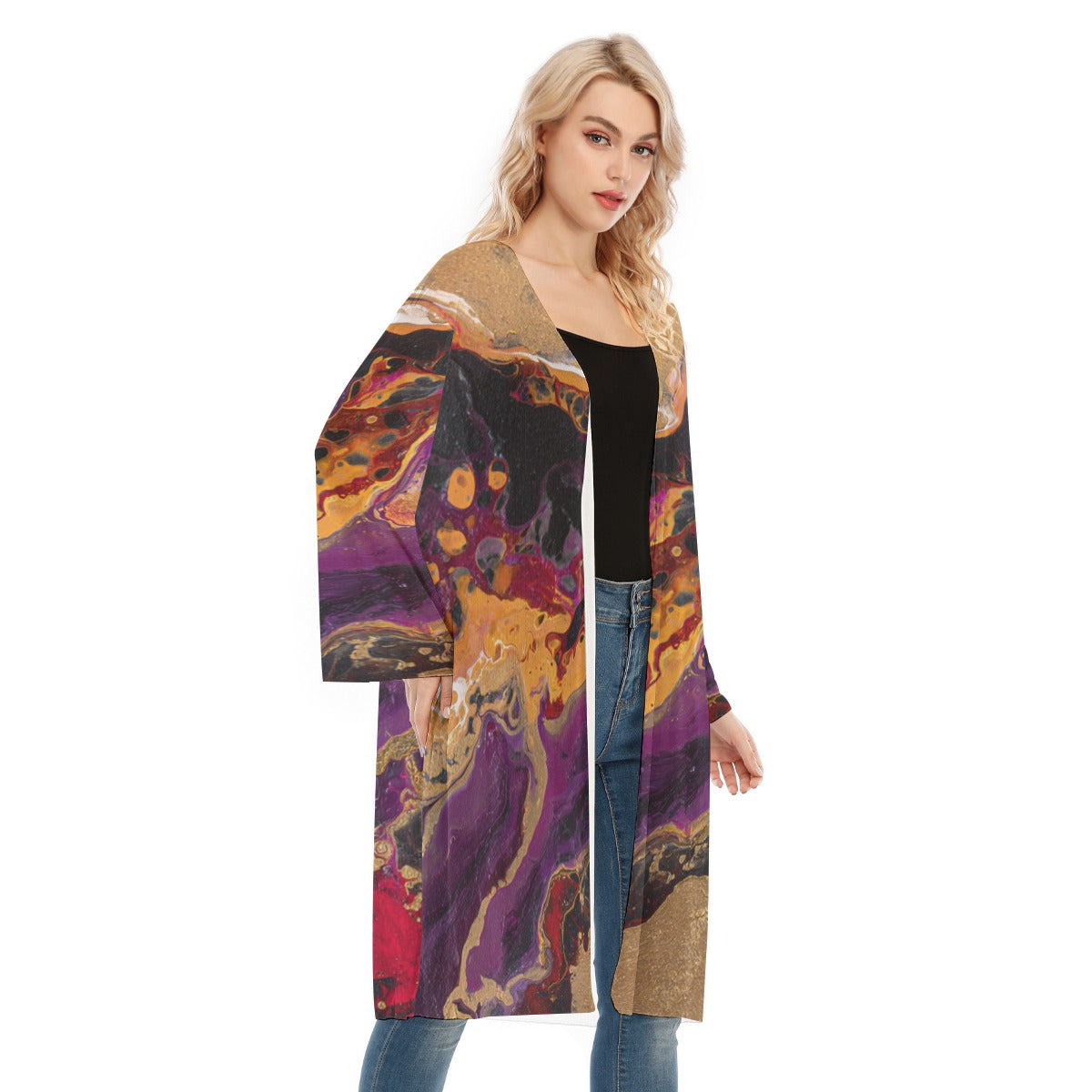 All- Over Print Women's Long Sleeve Mesh Cardigan