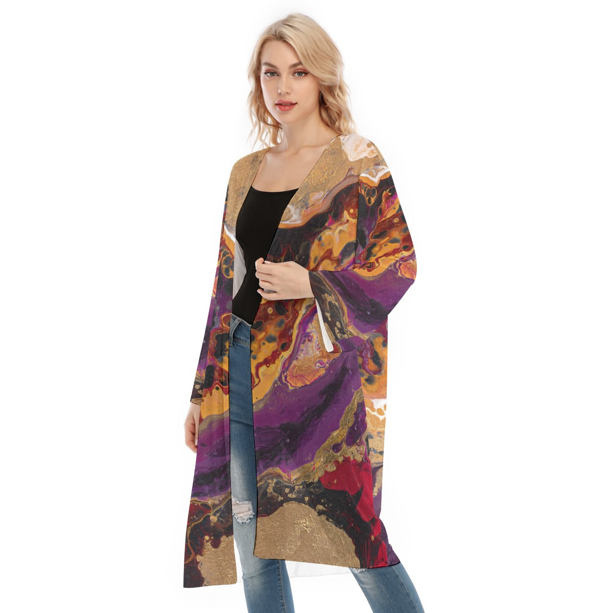All- Over Print Women's Long Sleeve Mesh Cardigan