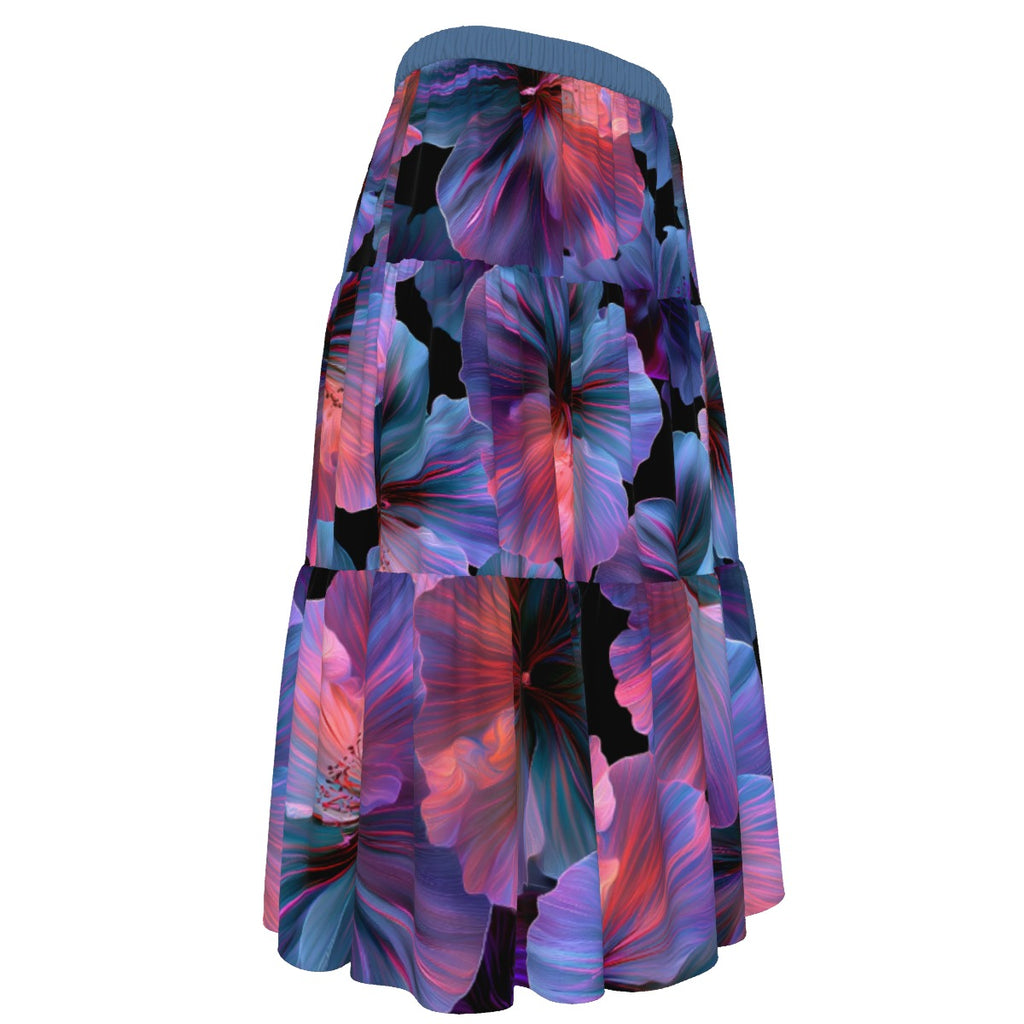 All-Over Print Women's Stitched Pleated Chiffon Skirt