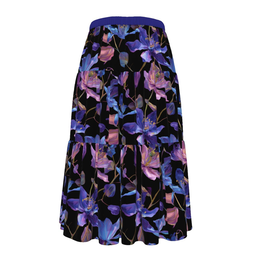 All-Over Print Women's Stitched Pleated Chiffon Skirt