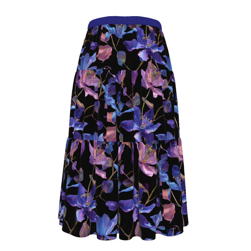 All-Over Print Women's Stitched Pleated Chiffon Skirt