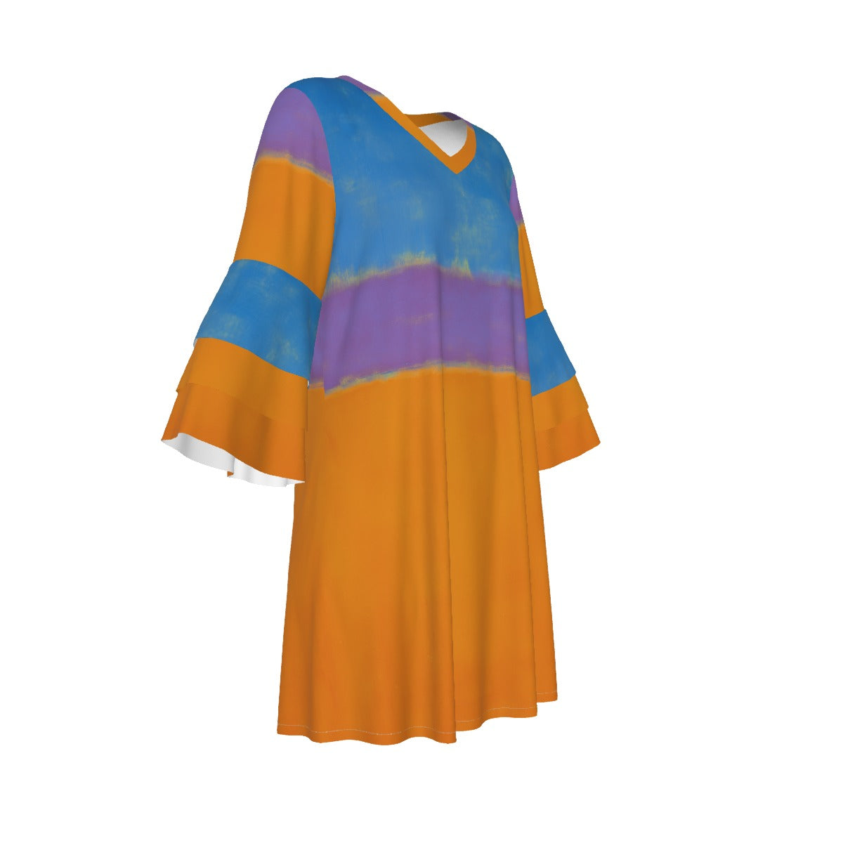 All-Over Print Women's Stacked Ruffle Sleeve Dress