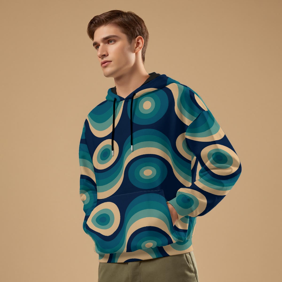All-Over Print Unisex Pullover Hoodie | 310GSM Cotton teal wave