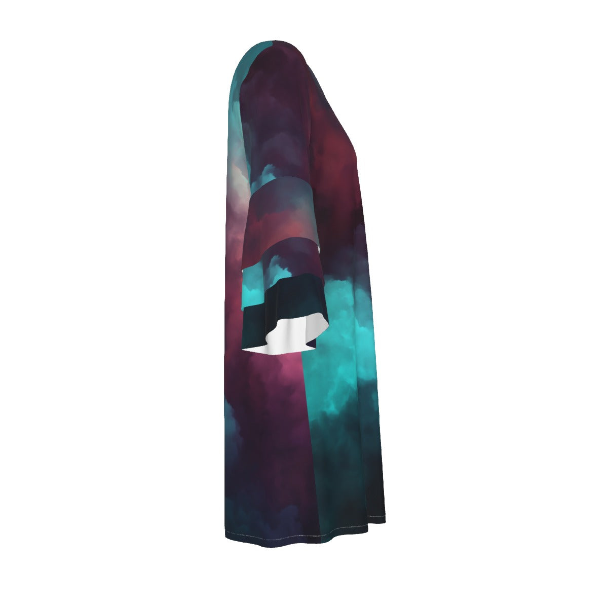 All-Over Print Women's Stacked Ruffle Sleeve Dress