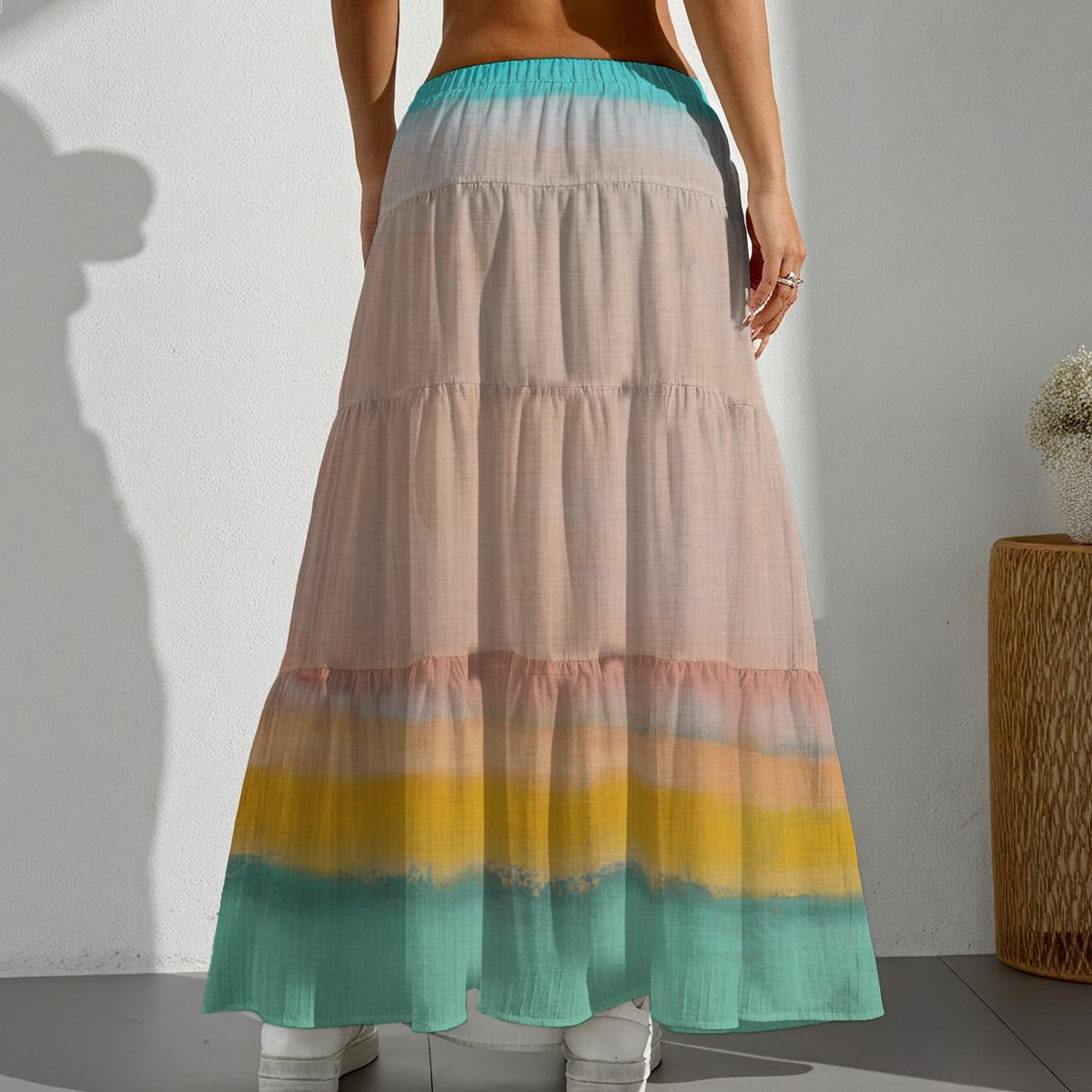 All-Over Print Women's Pleated Long Skirt