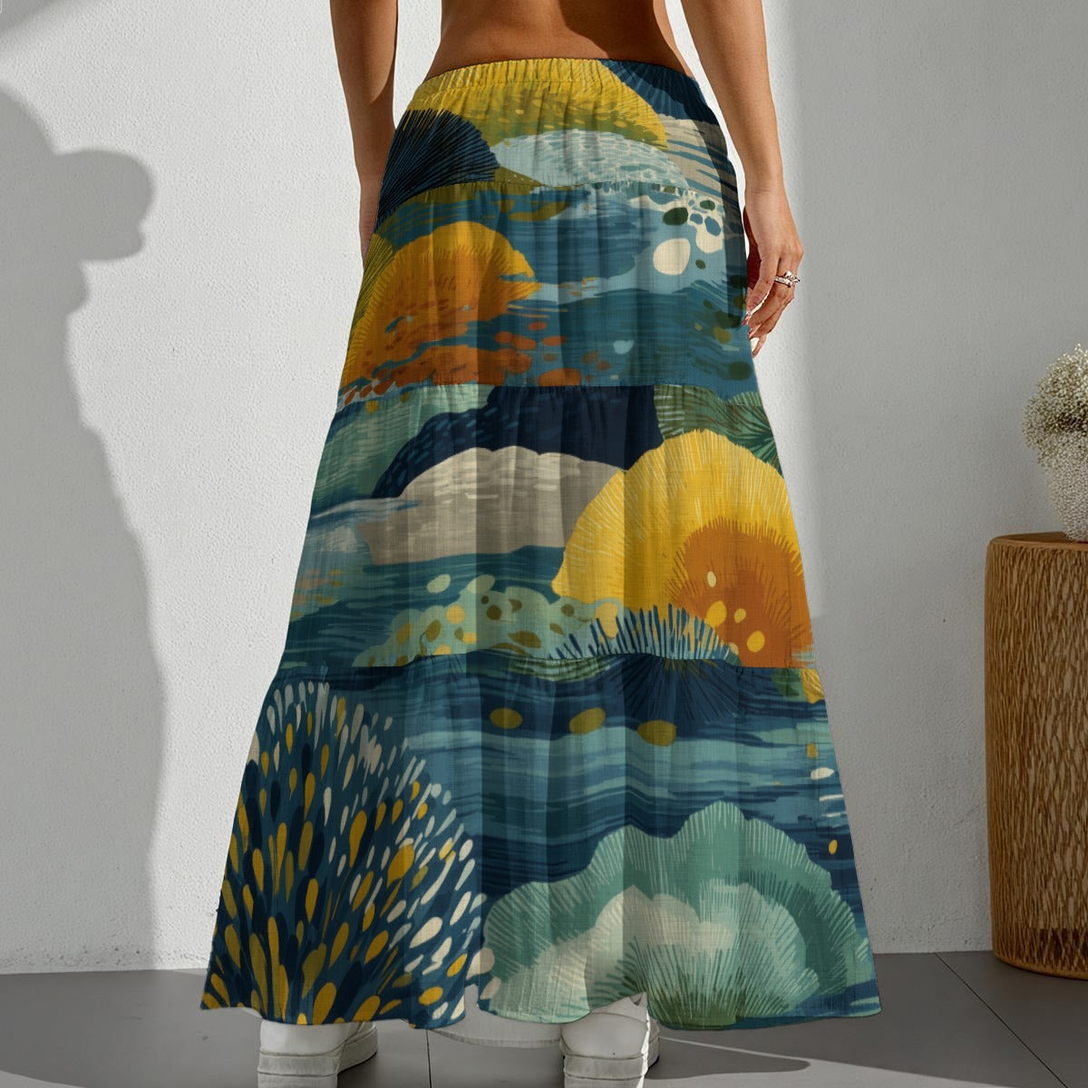 All-Over Print Women's Pleated Long Skirt