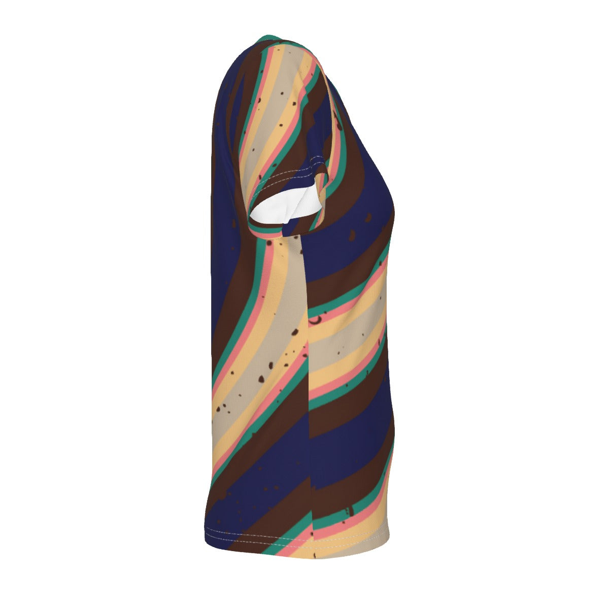 All-Over Print V-neck Women's T-shirt- retro curve