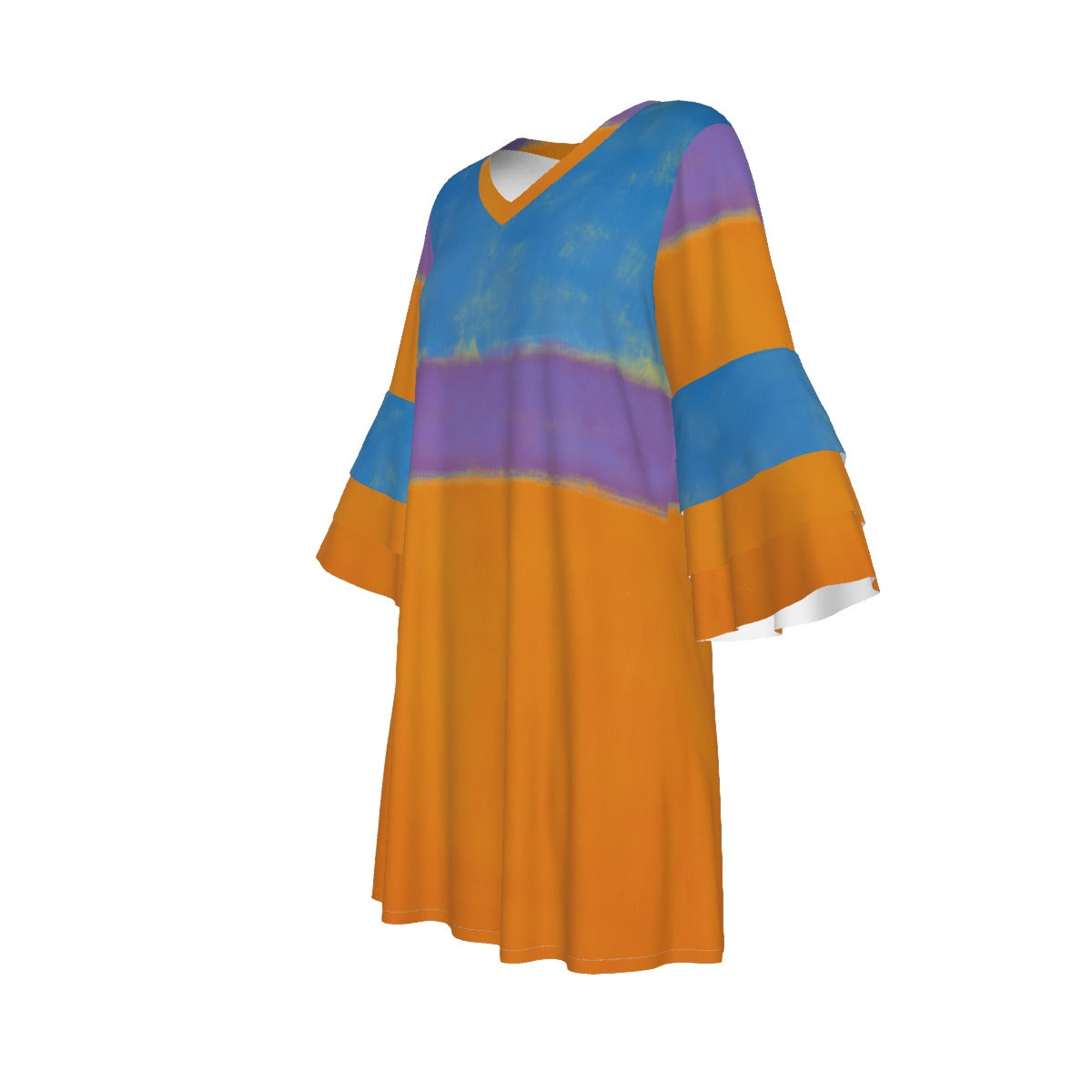 All-Over Print Women's Stacked Ruffle Sleeve Dress