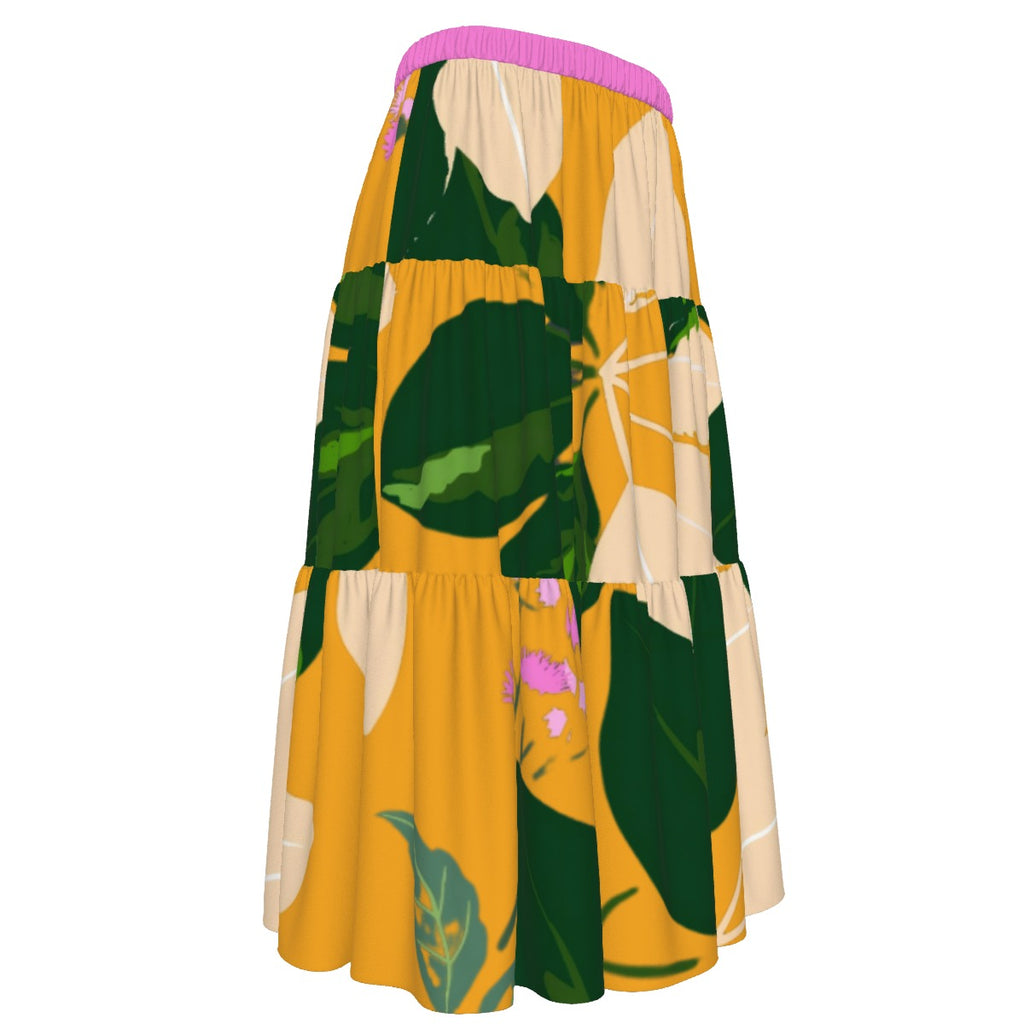 All-Over Print Women's Stitched Pleated Chiffon Skirt