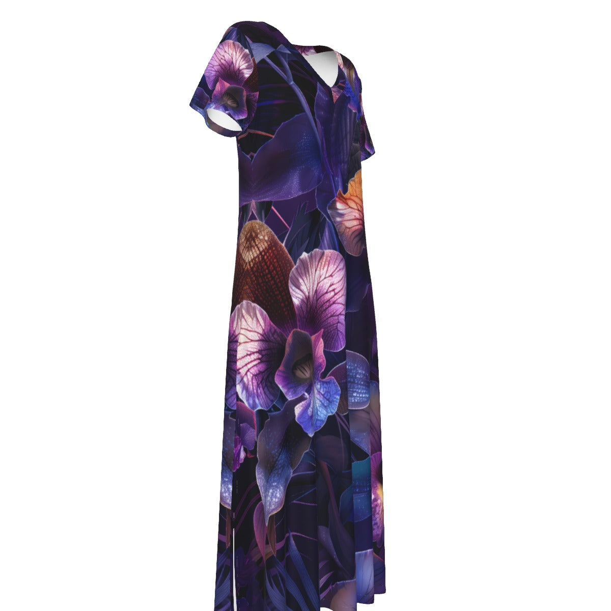 All-Over Print Women's V-neck Dress With Side Slit