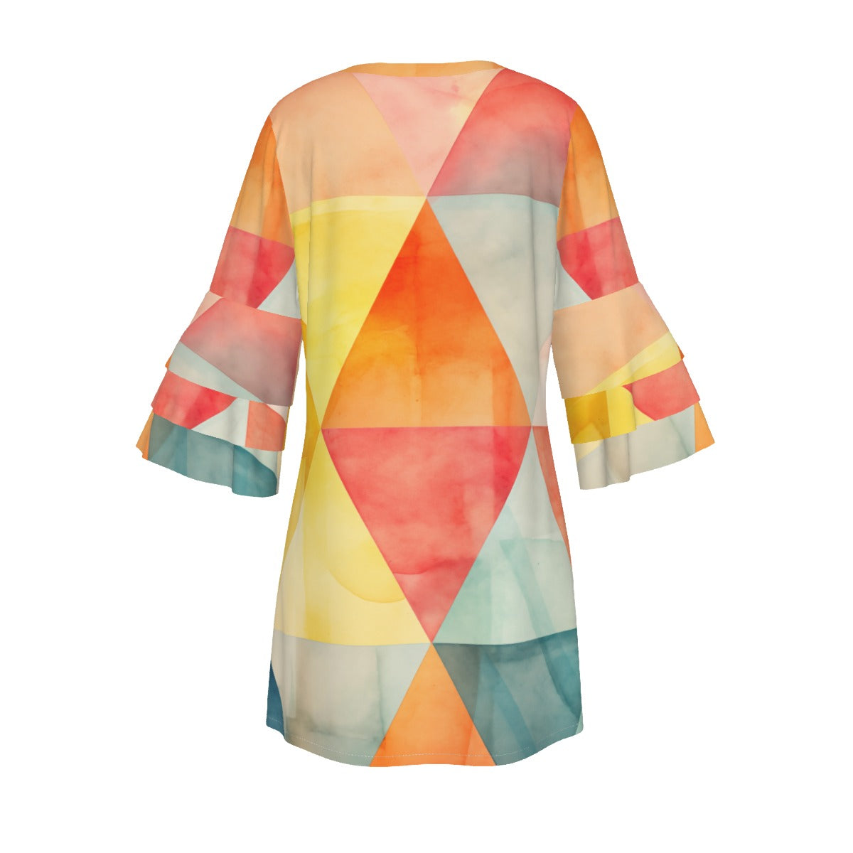 All-Over Print Women's Stacked Ruffle Sleeve Dress