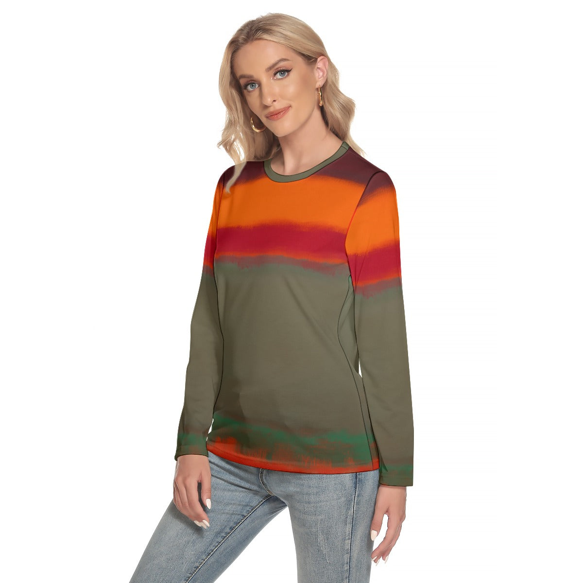 All-Over Print Women's O-neck Long Sleeve T-shirt