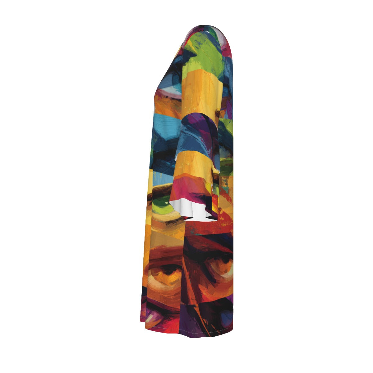 All-Over Print Women's Stacked Ruffle Sleeve Dress