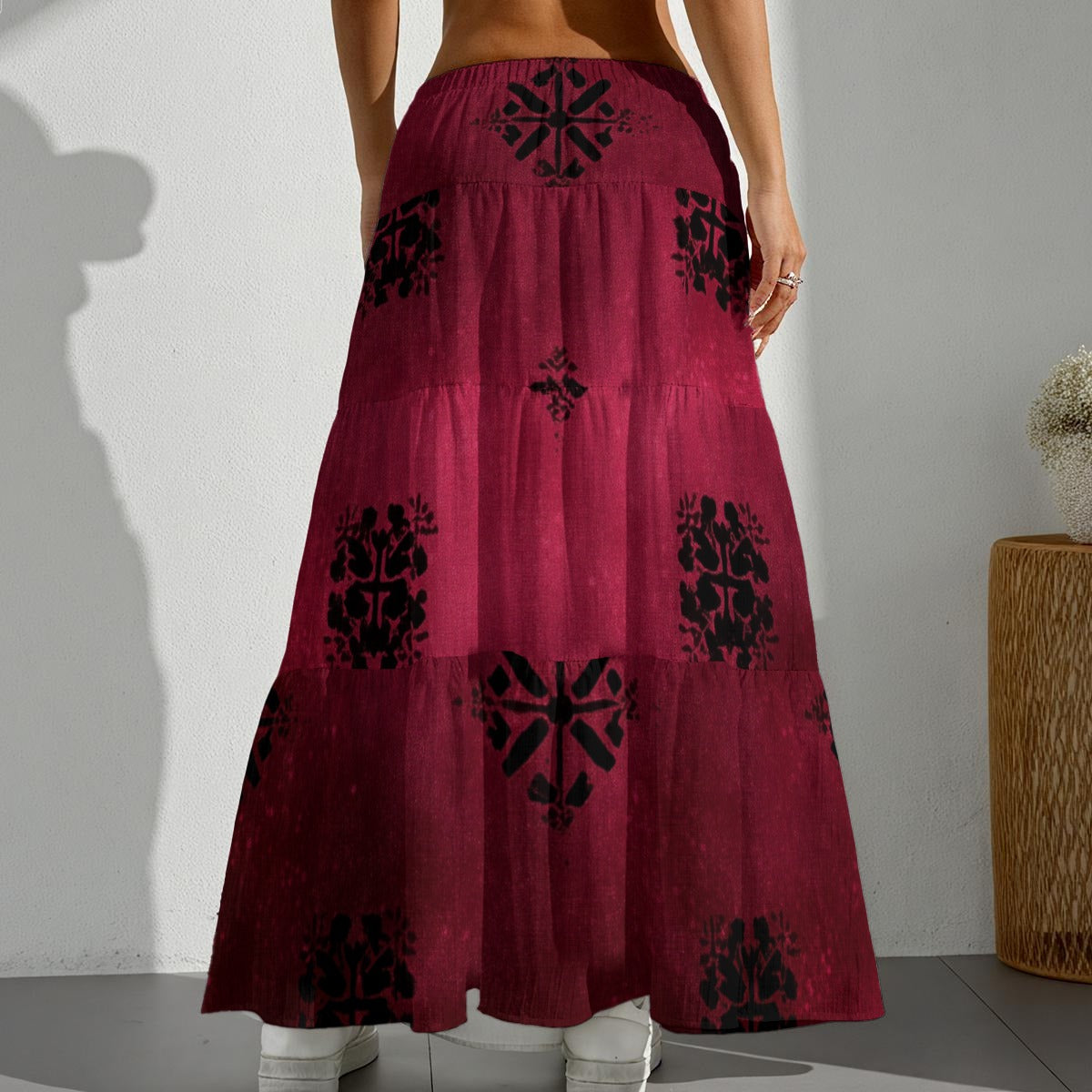All-Over Print Women's Pleated Long Skirt