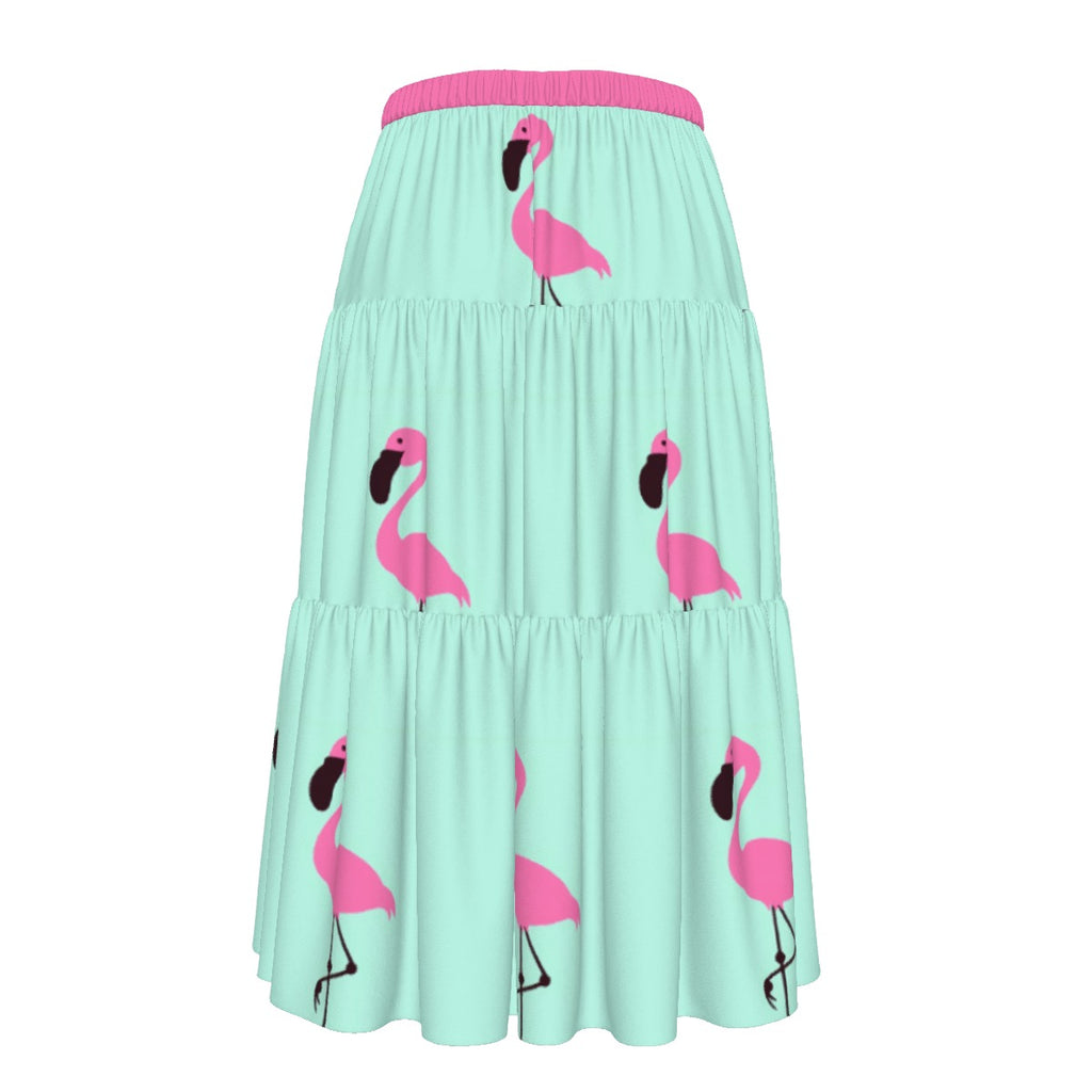 All-Over Print Women's Stitched Pleated Chiffon Skirt