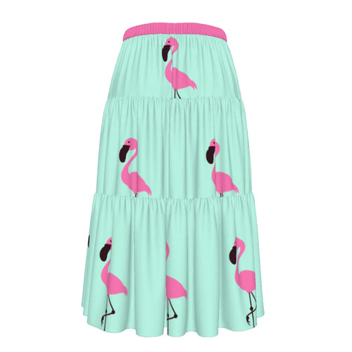 All-Over Print Women's Stitched Pleated Chiffon Skirt