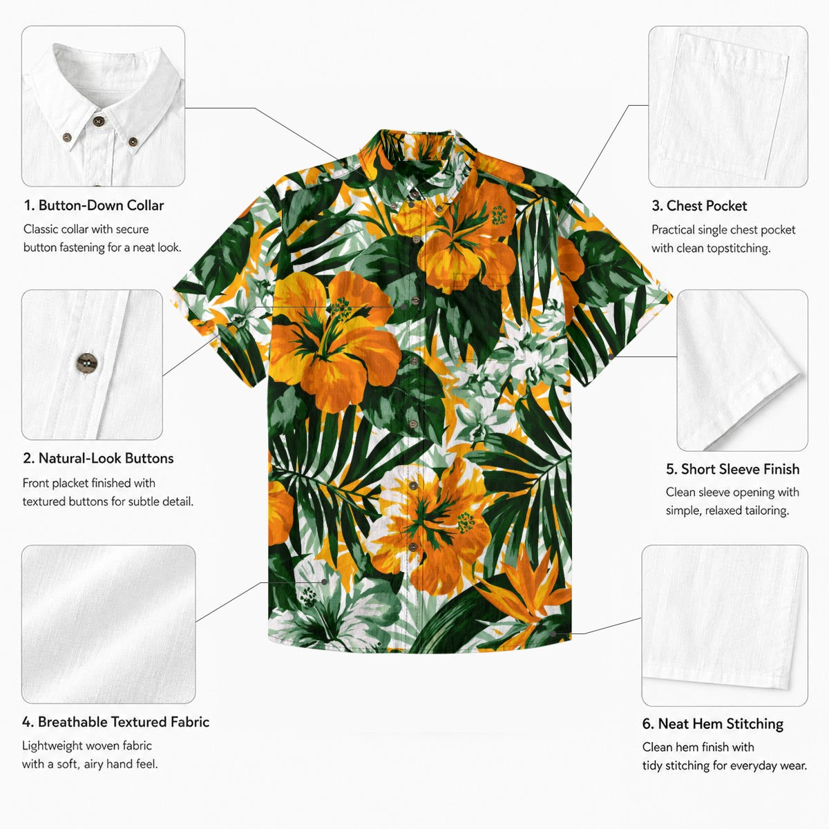 All-Over Print Men's Breathable Cotton Shirt|125GSM