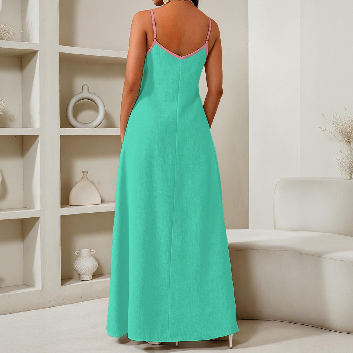 All-Over Print Women's Elegant V-Neck Maxi Dress