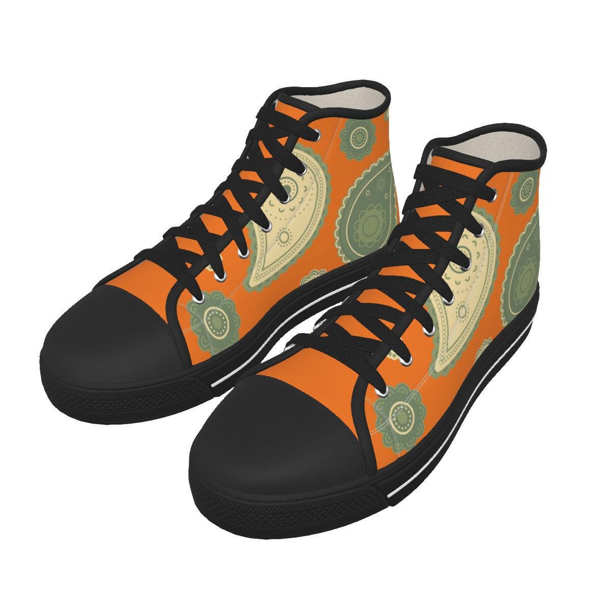 Orange Paisley Canvas Shoes