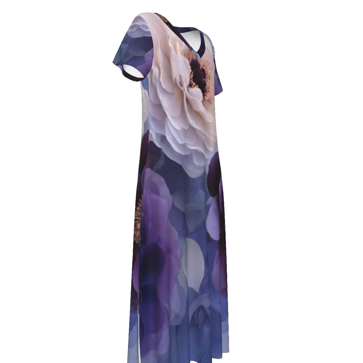 All-Over Print Women's V-neck Dress With Side Slit