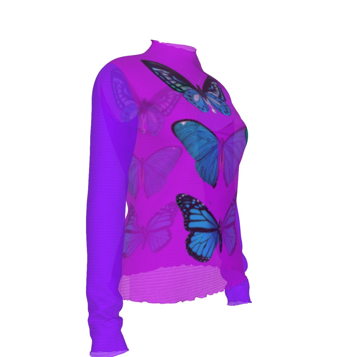 Women's Sheer Long Sleeve Skinny Mesh T-Shirt