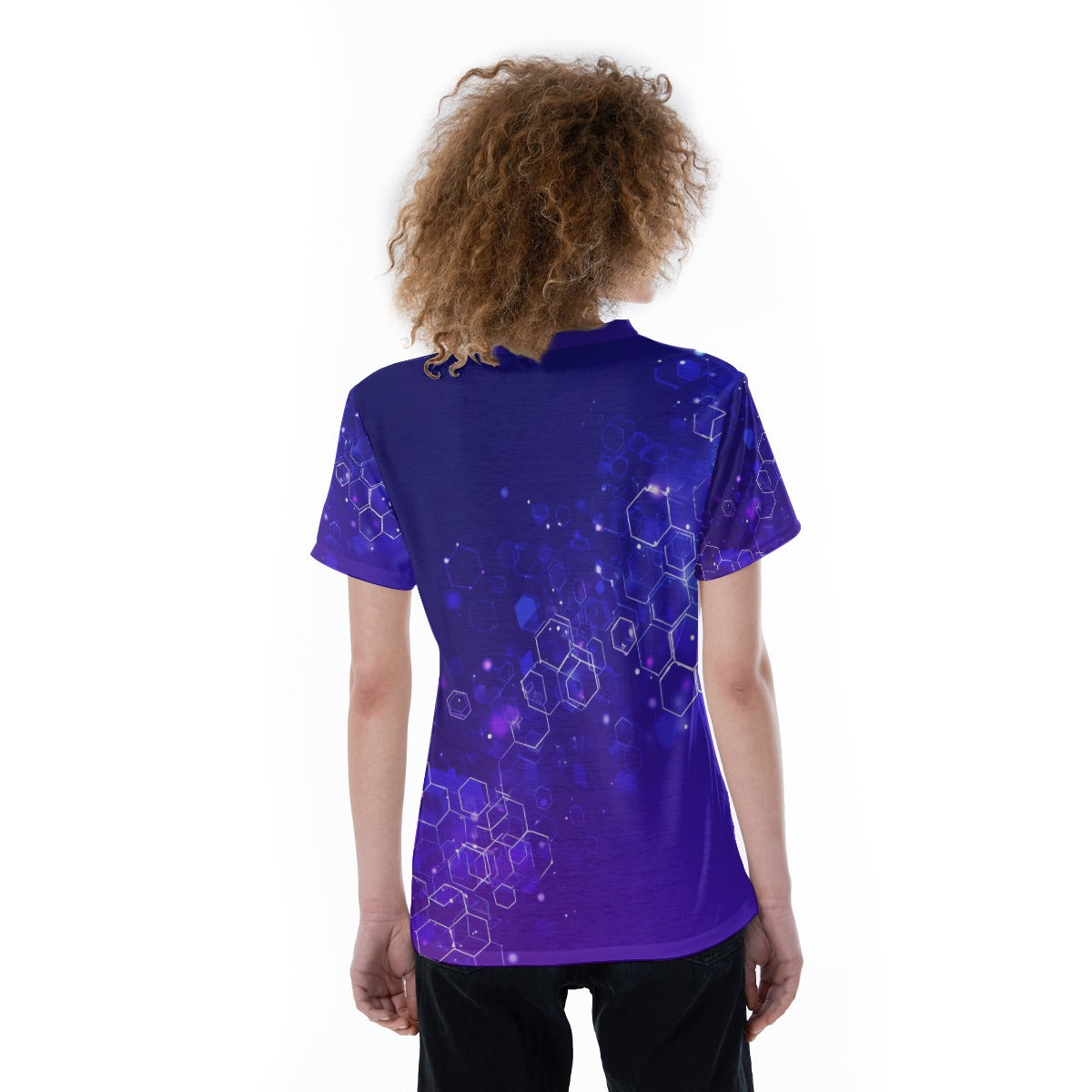 Women’s V-Neck All-Over Print Skinny Fit Summer T-Shirt