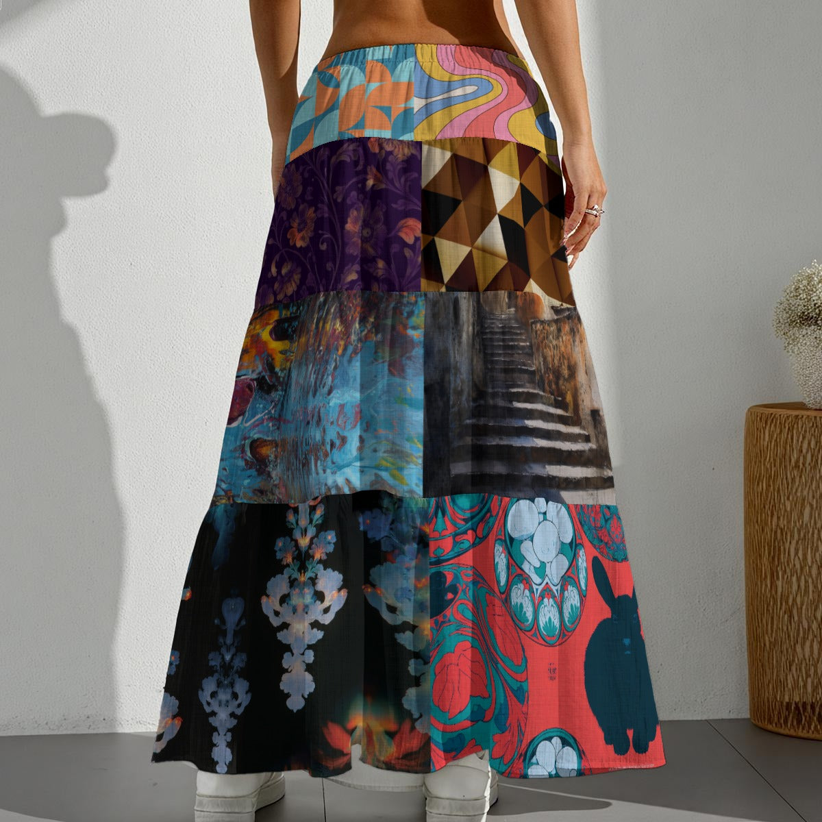 All-Over Print Women's Pleated Long Skirt