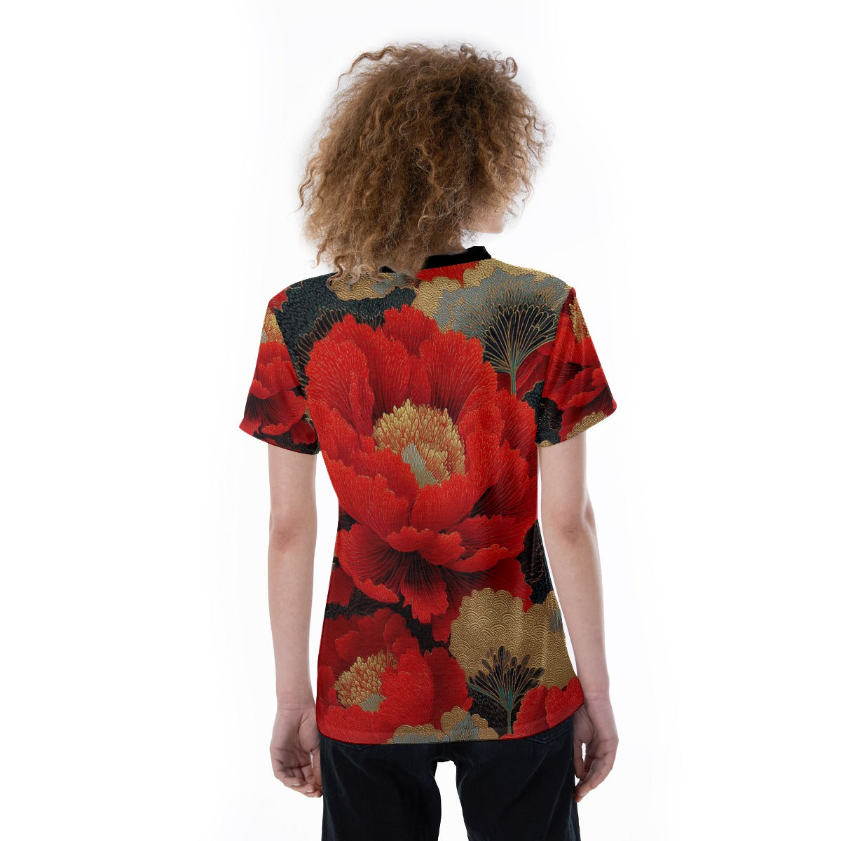 Women’s V-Neck All-Over Print Jersey T-Shirt Skinny Fit