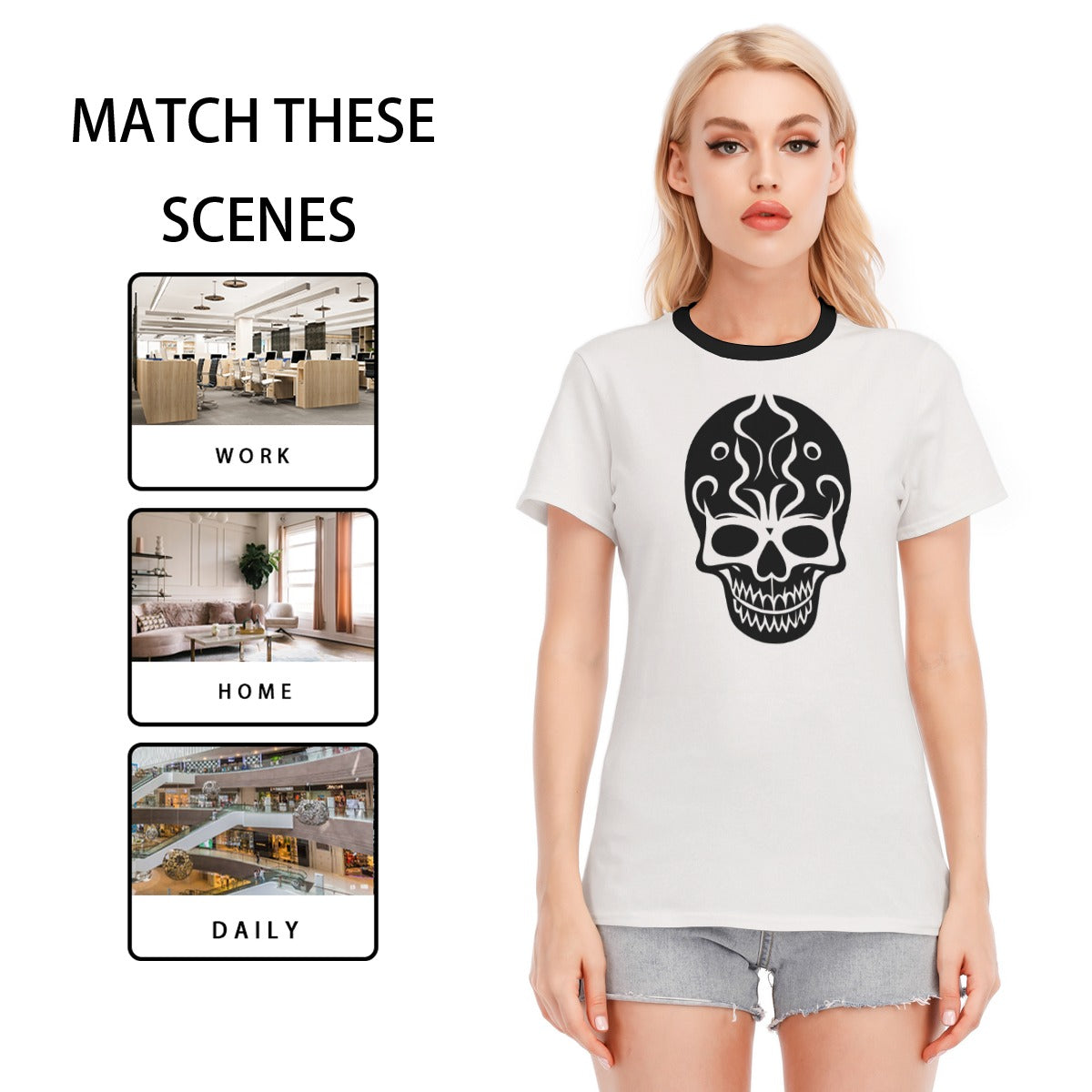 All-Over Print Women's Round Neck T-Shirt | 190GSM Cotton