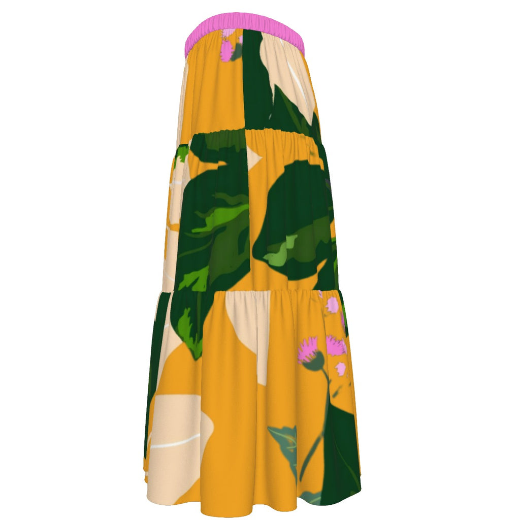 All-Over Print Women's Stitched Pleated Chiffon Skirt