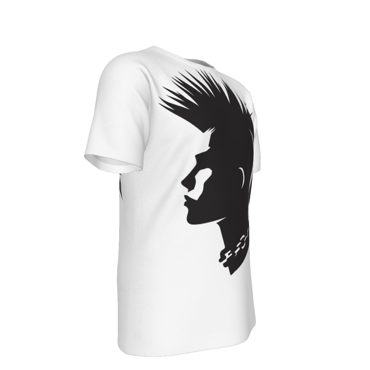 Punk Rock Mohawk Silhouette Graphic White T-Shirt