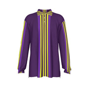 Purple and Yellow Stripe Men's Long-Sleeve Polo Shirt