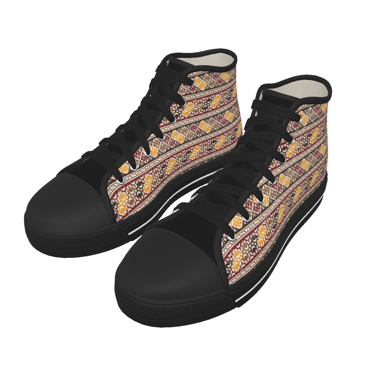 Geometric Men's Black Sole Canvas Shoes