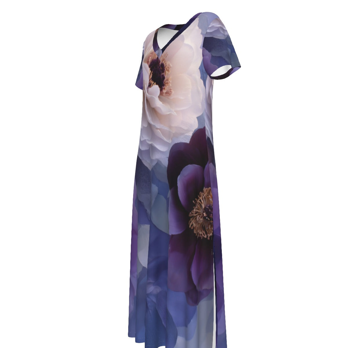 All-Over Print Women's V-neck Dress With Side Slit