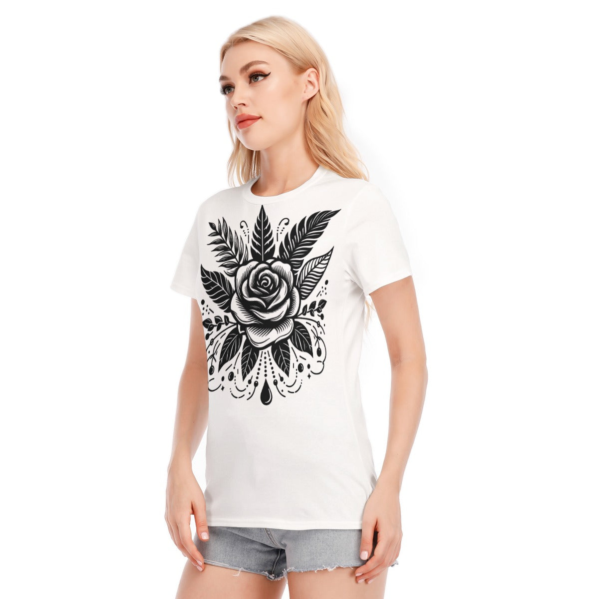 All-Over Print Women's Round Neck T-Shirt | 190GSM Cotton
