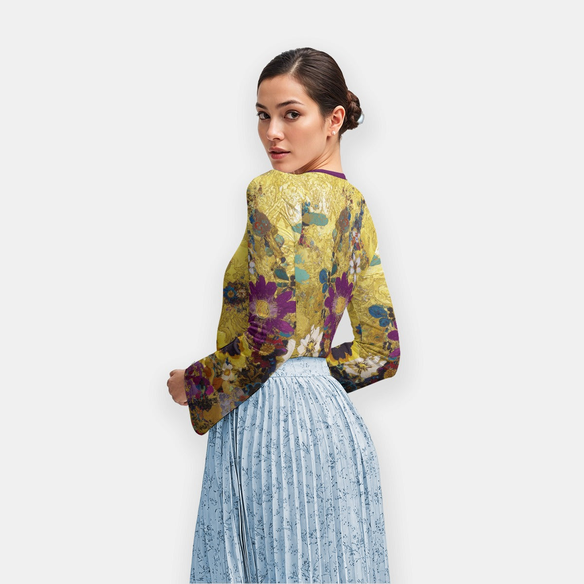 All-Over Print Women's Long Sleeve T-Shirt With Slightly Flared Sleeves