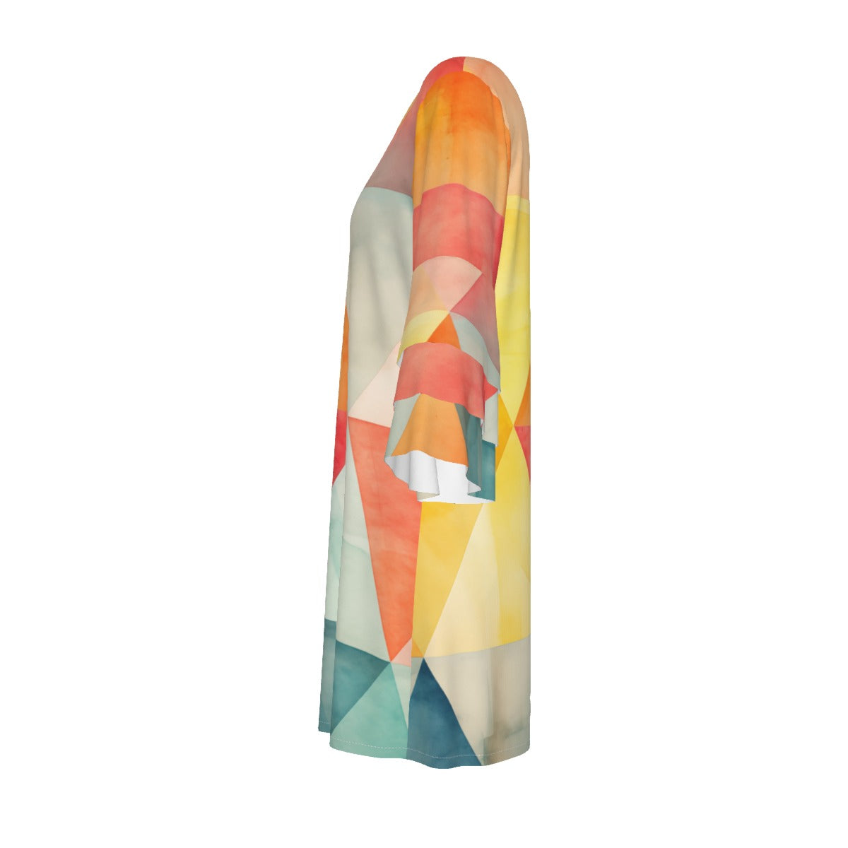 All-Over Print Women's Stacked Ruffle Sleeve Dress