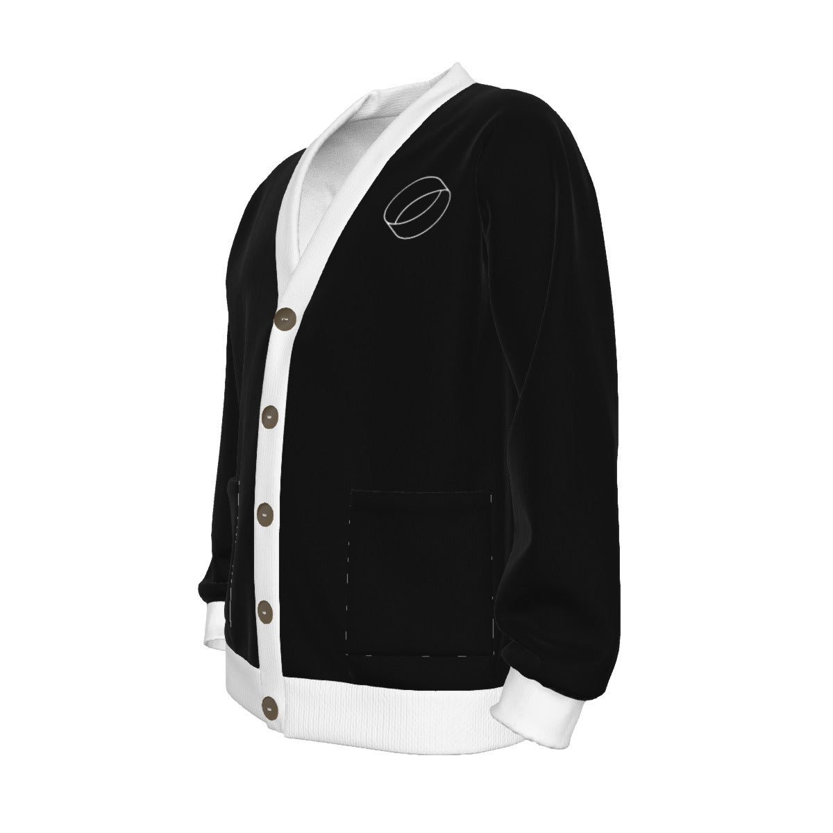 All-Over Print Unisex V-neck Knitted Fleece Cardigan With Button Closure
