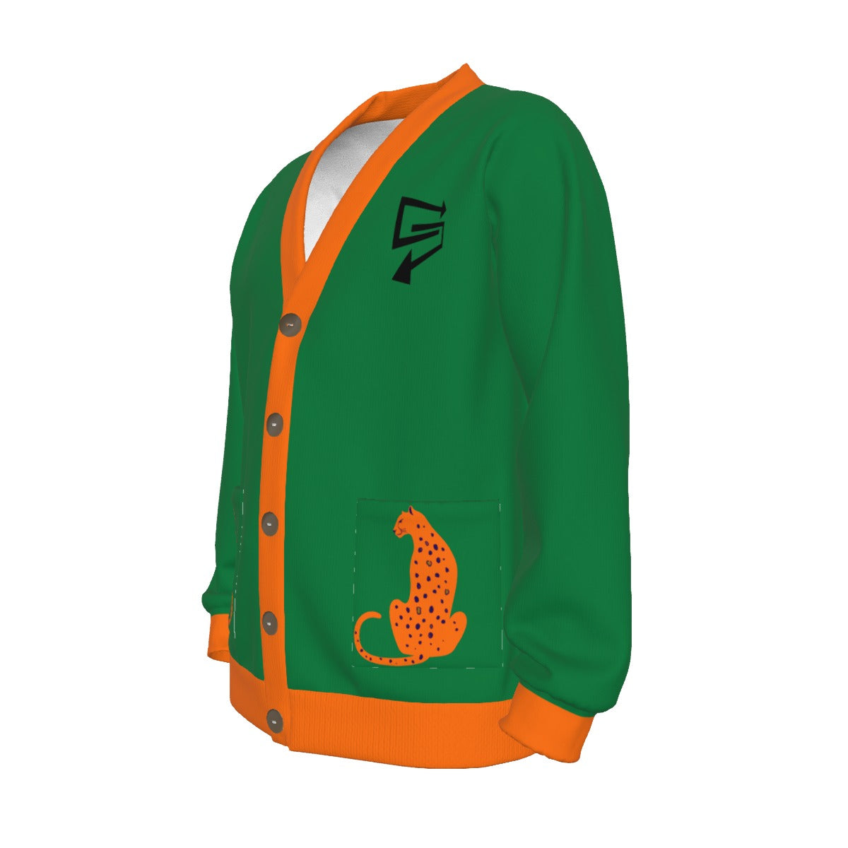 All-Over Print Unisex V-neck Knitted Fleece Cardigan With Button Closure
