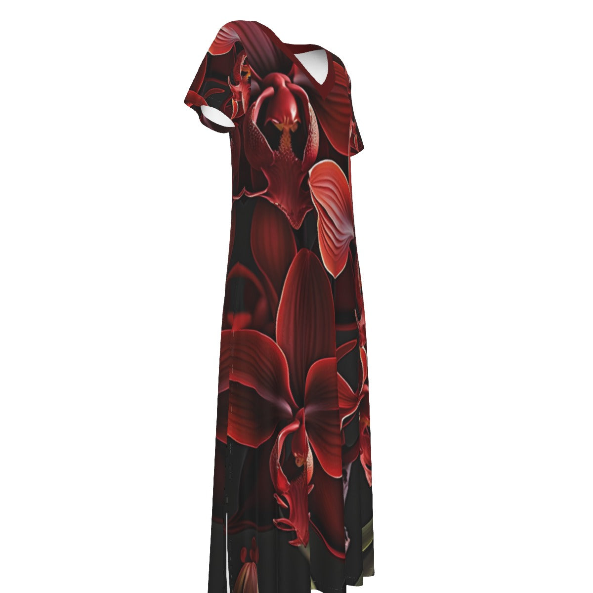 All-Over Print Women's V-neck Dress With Side Slit
